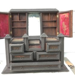 [unattributed] Tramp art : Miniature chest of drawers jewelry box, ca.1880.