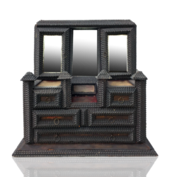 [unattributed] Tramp art : Miniature chest of drawers jewelry box, ca.1880.