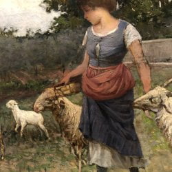 [unattributed, Italian school] : <i>Young girl with sheep</i>, ca.1883.h