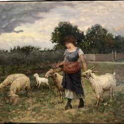 [unattributed, Italian school] : <i>Young girl with sheep</i>, ca.1883.h