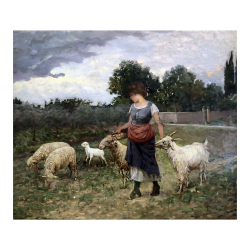 [unattributed, Italian school] : Young girl with sheep, ca.1870.