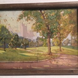 John "Jan" Zwara [1880-1951] : Central Park looking west towards the Majestic Hotel, 72nd Street, New York, NY, ca.1930s-ca.1940s.