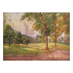 John "Jan" Zwara [1880-1951] : Central Park looking west towards the Majestic Hotel, 72nd Street, New York, NY, ca.1930s-ca.1940s.