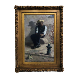 (James) Joshua Biehn (Bean) [1851?-1935?, fl. 1891-1932] : <i>Man with a dog</i>, 1891.