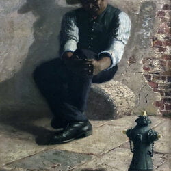 (James) Joshua Biehn (Bean) [1851?-1935?, fl. 1891-1932] : <i>Man with a dog</i>, 1891.