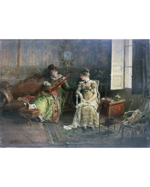 <b>Antonio Pascutti [1832-1892]</b> : <i>The music lesson</i>, 1873.