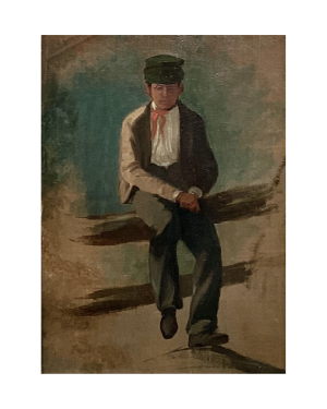 <b>Francis William Edmonds [1806-1863]</b> : <i>Boy on the bench</i>, ca.1850.