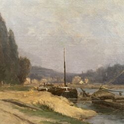 Stanislas Victor Edouard Lépine [1835-1892] : Boats along the river, ca.1870s.