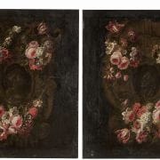 Att Gaspar Verbruggen(1664-1730) Flemish “ Floral Garlands Framing Roman Emperor and Empress”circa 1690-1710