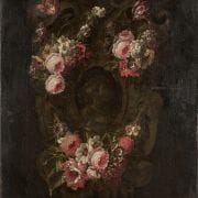 Att Gaspar Verbruggen(1664-1730) Flemish “ Floral Garlands Framing Roman Emperor and Empress”circa 1690-1710