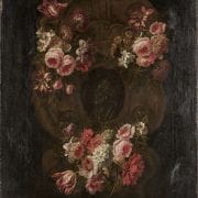 Att Gaspar Verbruggen(1664-1730) Flemish “ Floral Garlands Framing Roman Emperor and Empress”circa 1690-1710