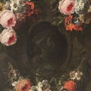 Att Gaspar Verbruggen(1664-1730) Flemish “ Floral Garlands Framing Roman Emperor and Empress”circa 1690-1710